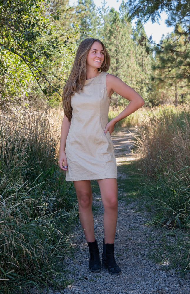 THE GROOVE FAUX SUEDE MOD MINI DRESS