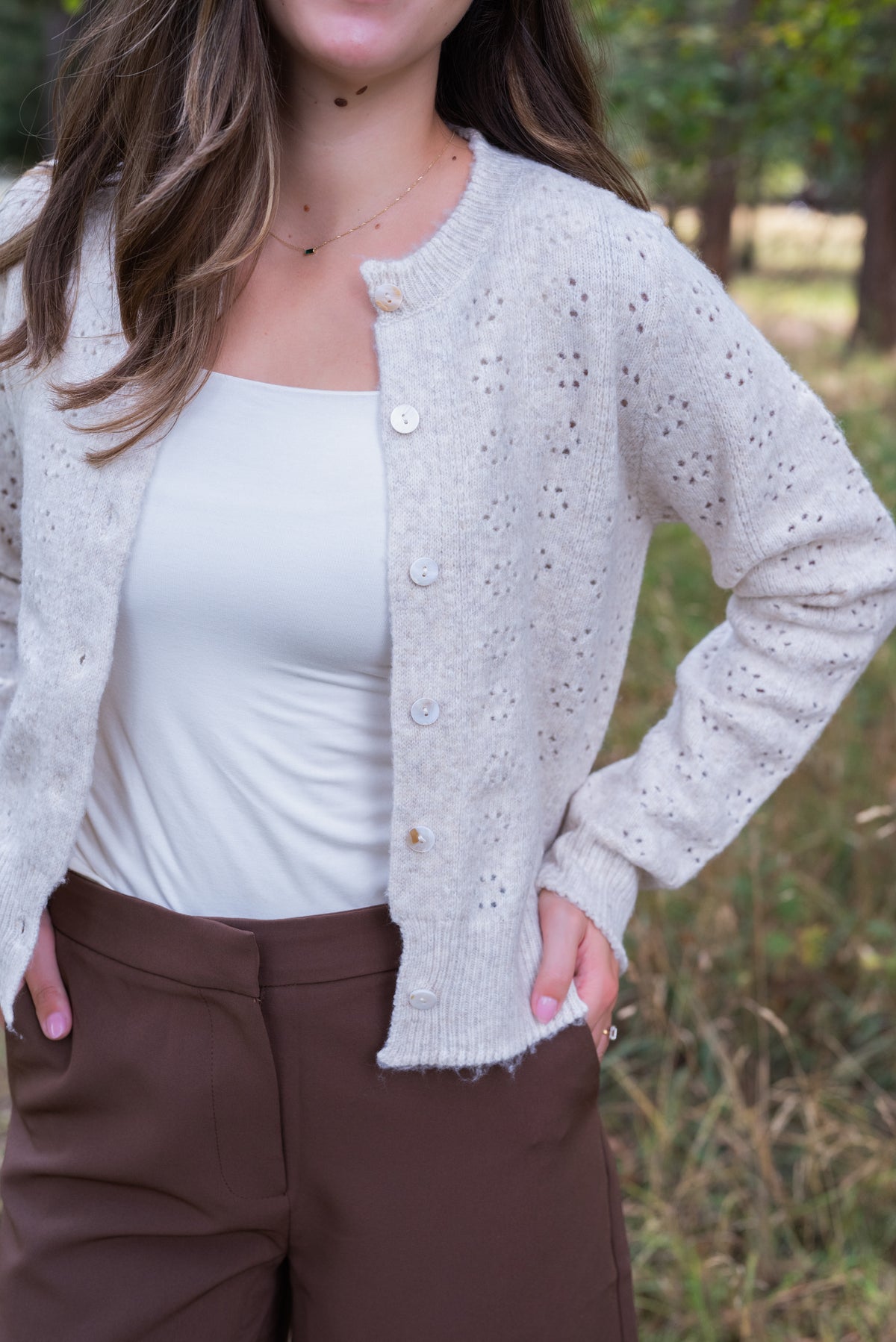 VICKIE POINTELLE CARDIGAN