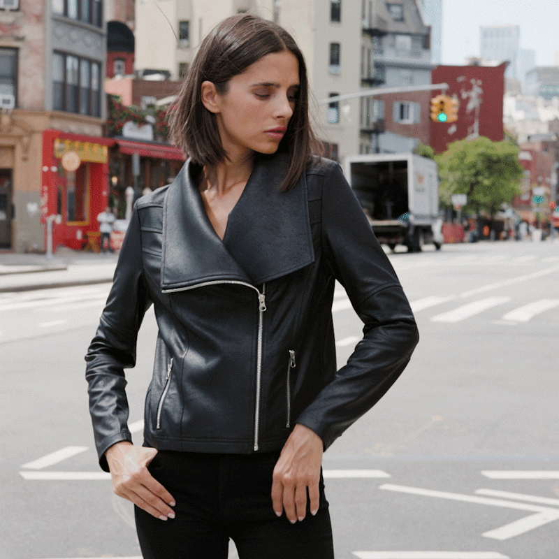 Liquid Leather™ Drape Neck Zip Jacket