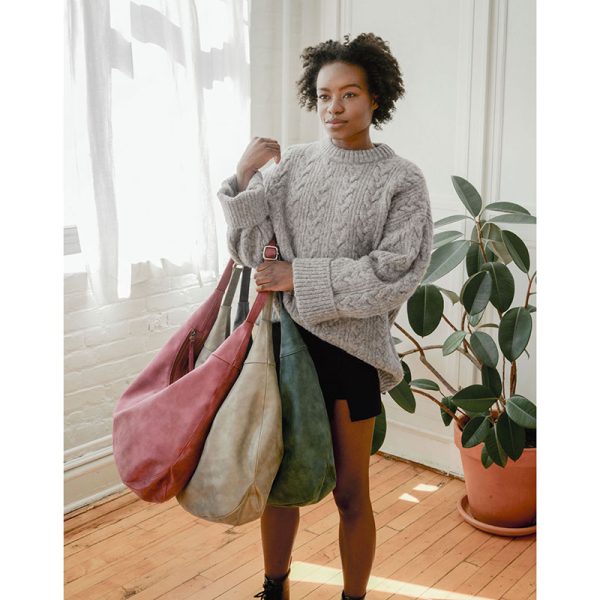 Rochelle Faux Suede Large Crescent Hobo Bag