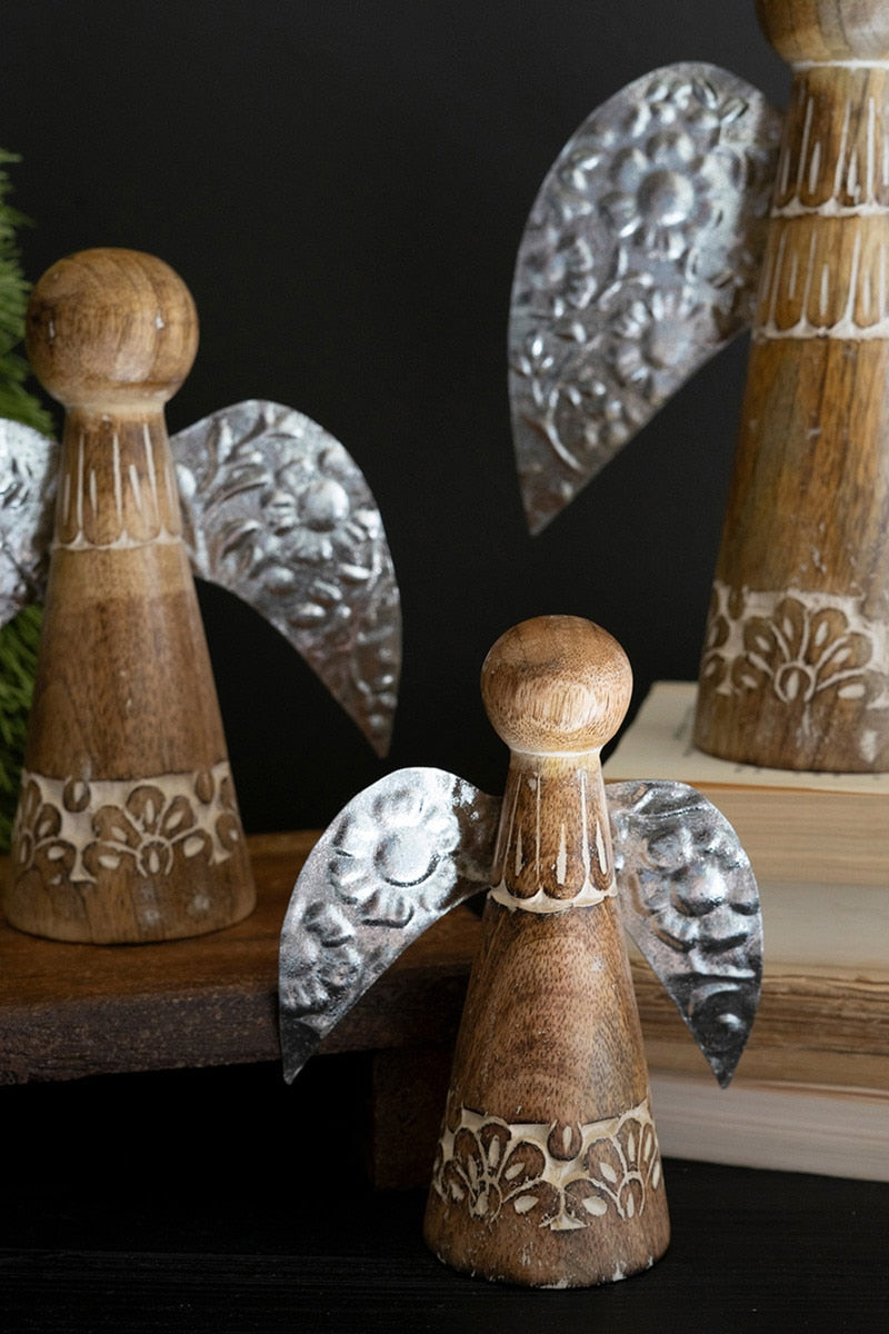 Wood and Tin Tabletop Christmas Angels
