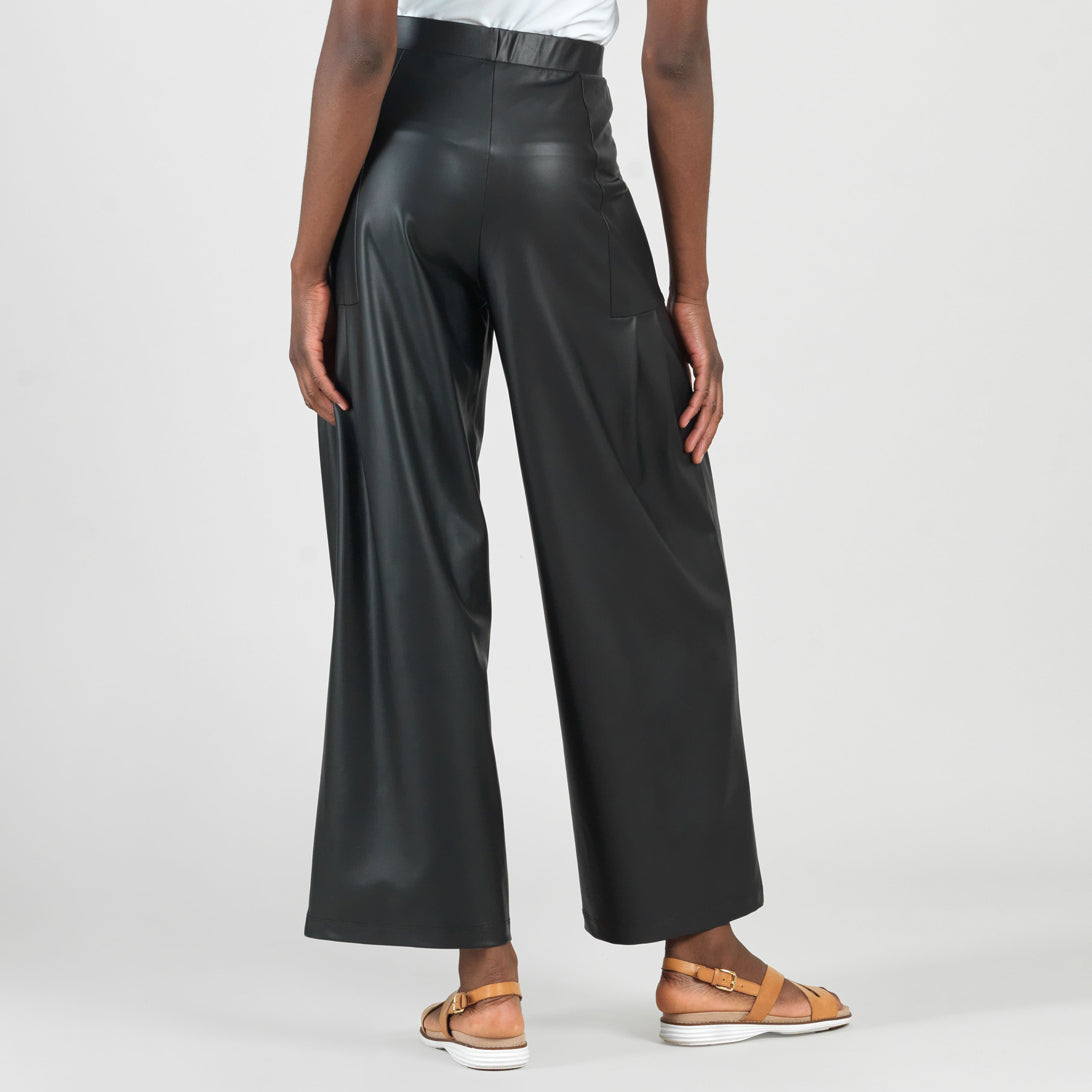 Liquid Leather™ - Sheen Pleated Wide Leg Pocket Pant