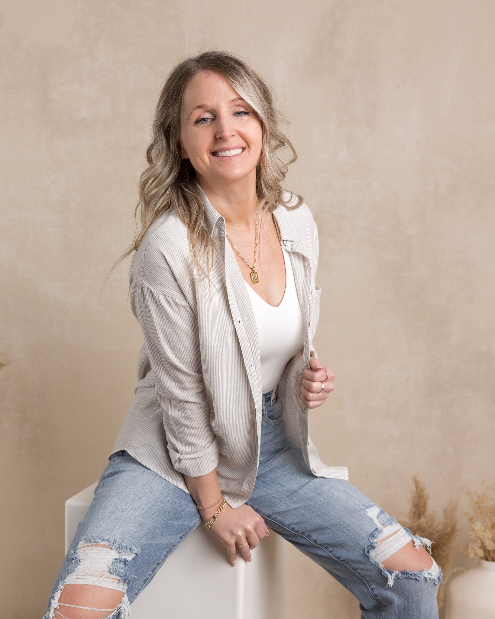 LEESA STRIPE BUTTON DOWN
