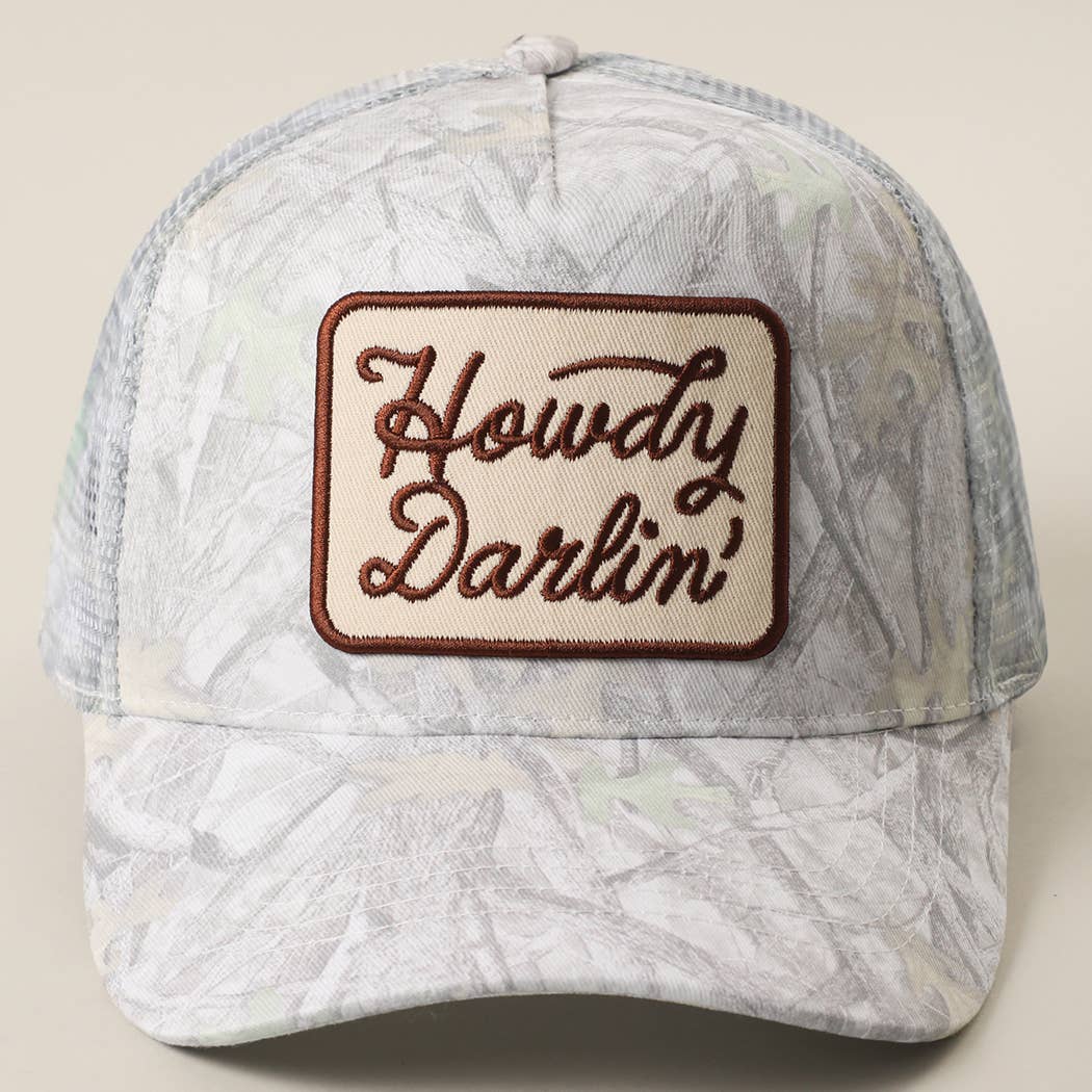 Howdy Darlin' Embroidered Patch Camo Trucker Hat