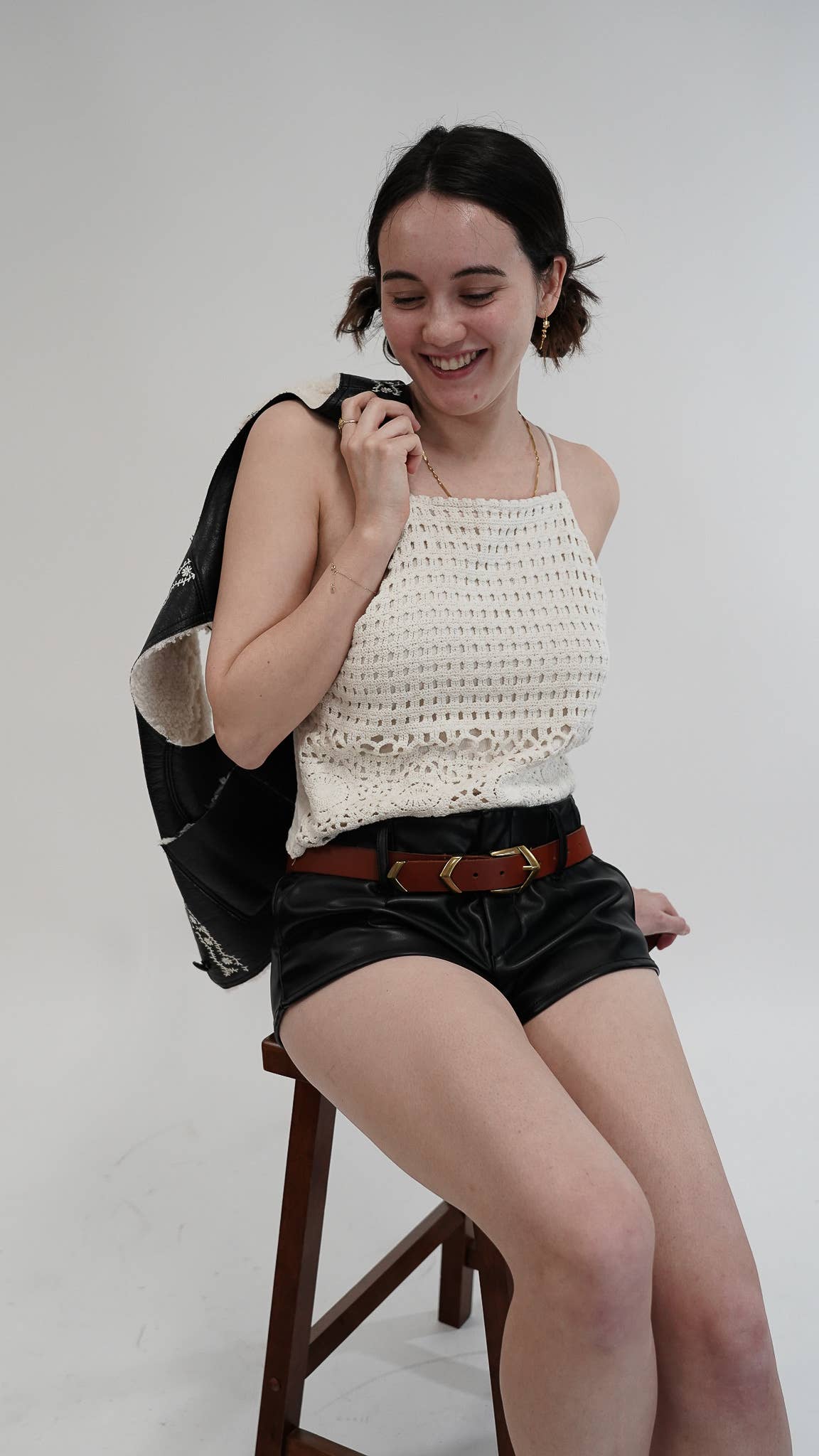 Angular Chevron Buckle Leather Belt