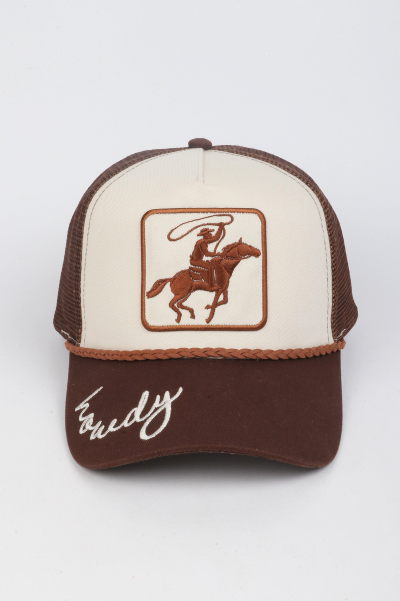 WESTERN COWBOY Patch with HOWD Embroidery Brim Mesh back Cap