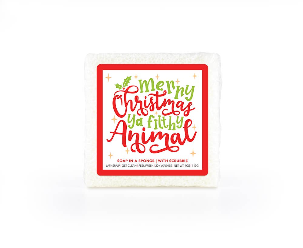 MERRY CHRISTMAS Soap in a Square Sponge | Seaside