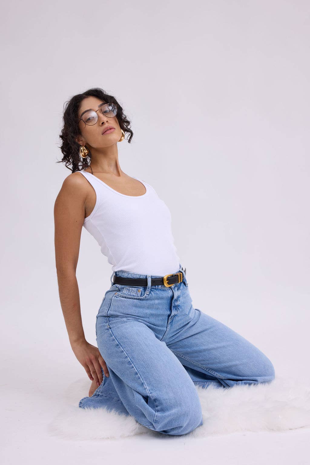 Leather Belt with Metal Strap Holders