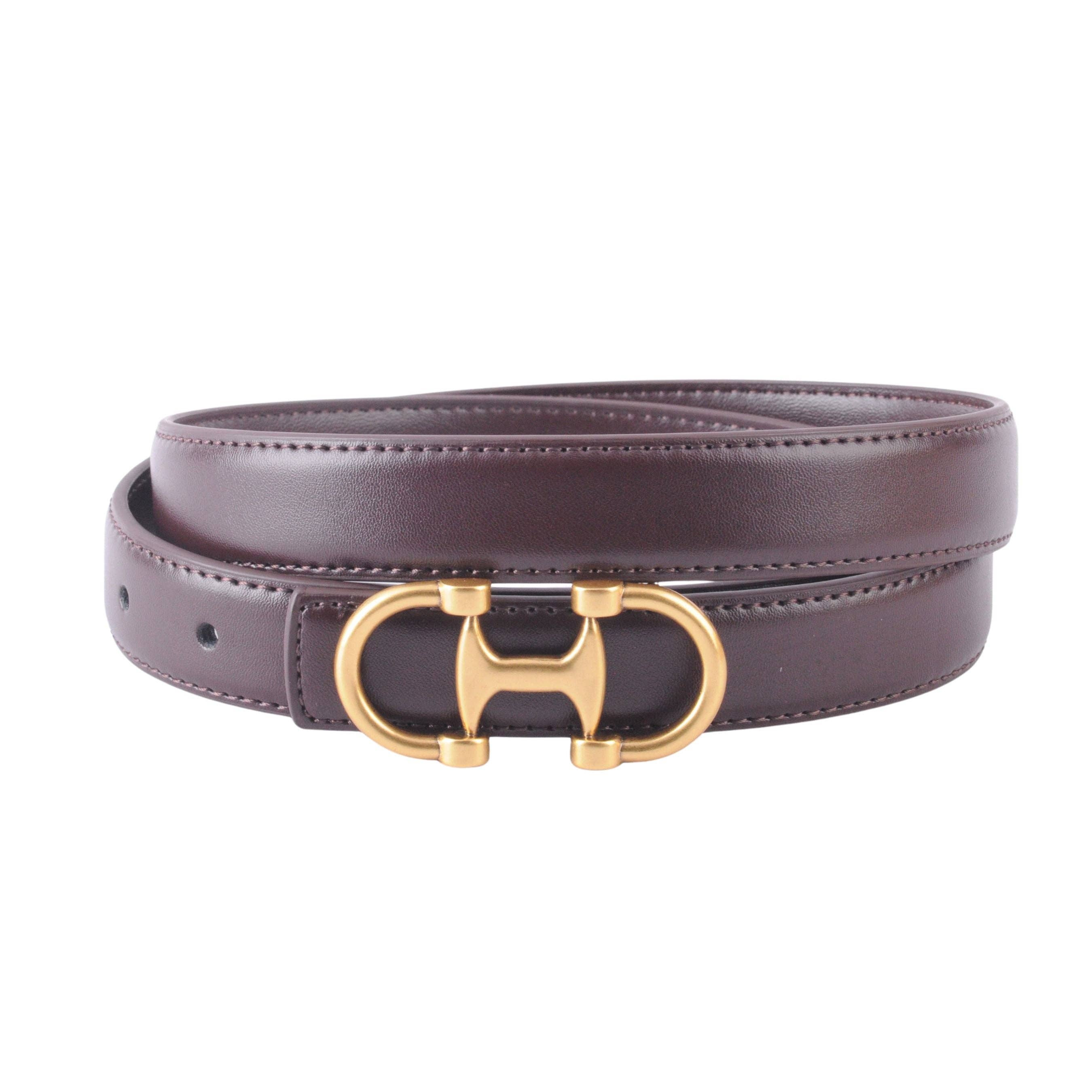 Stitched Clean Leather Belt with Horsebit Buckle