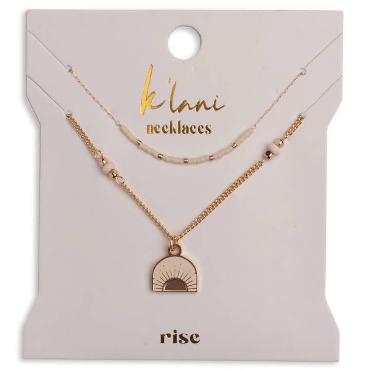 "Rise" Gold and Cream Sunrise Necklace Set