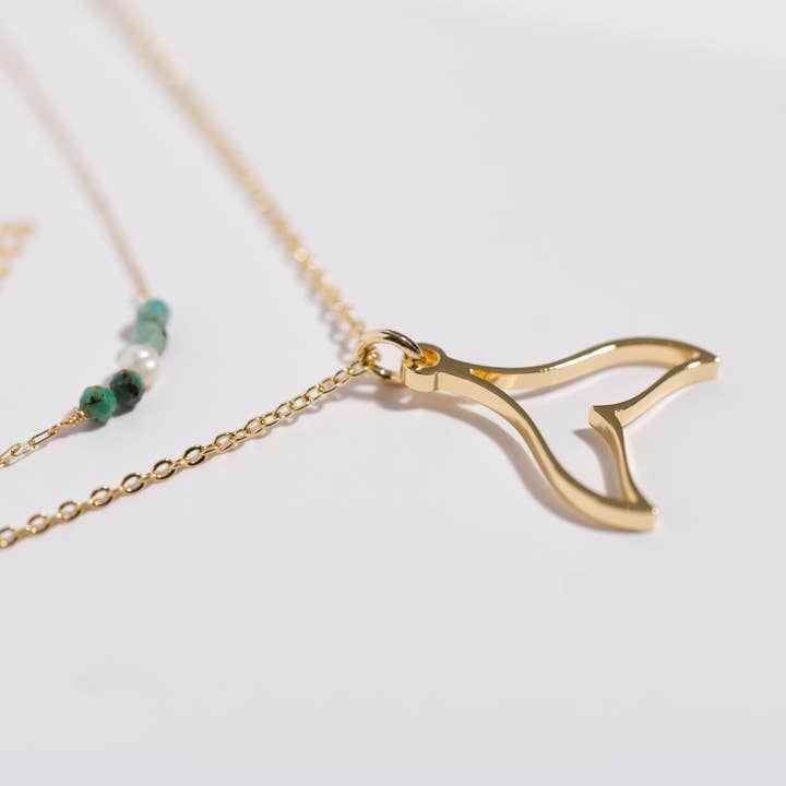 "Protect" Gold Whale Tail Necklace Set