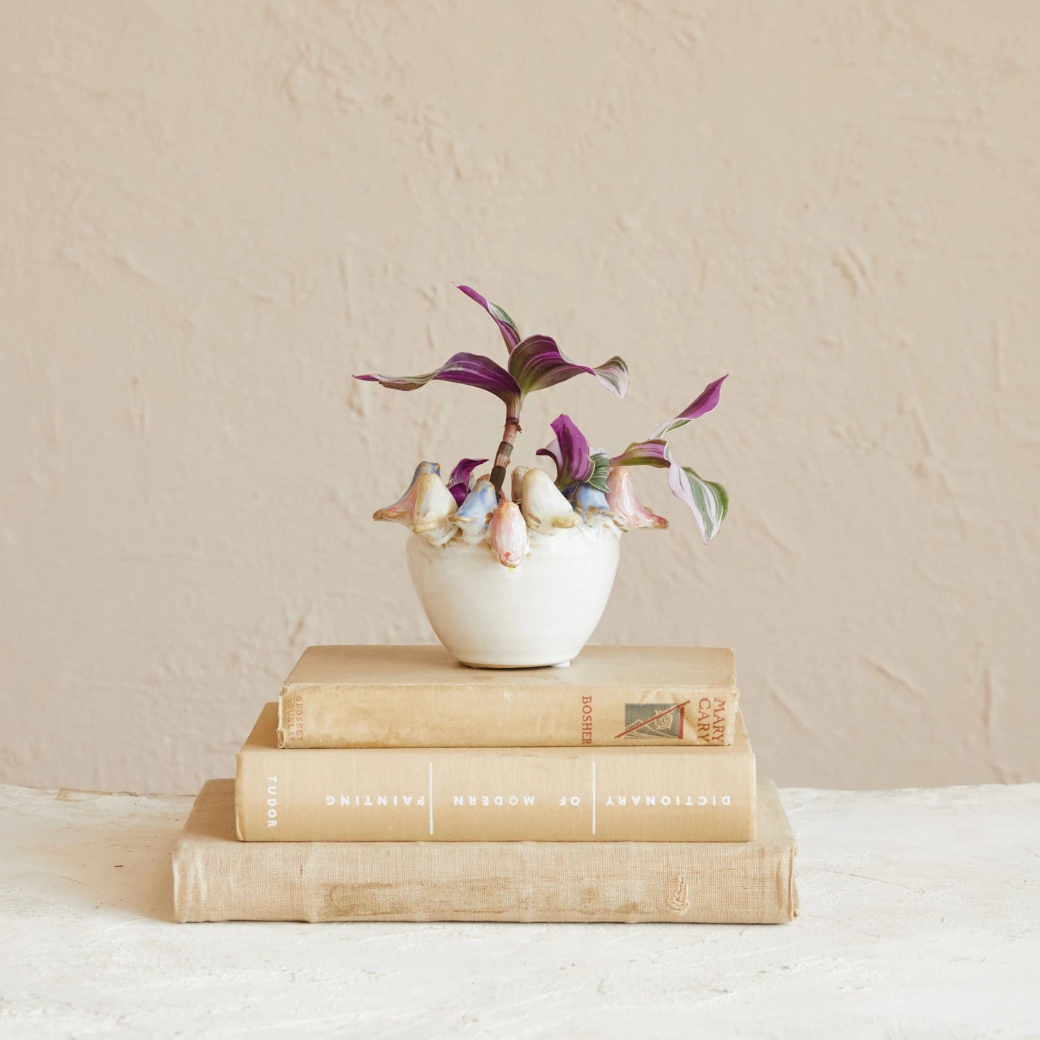 Planter w/ Birds on Rim