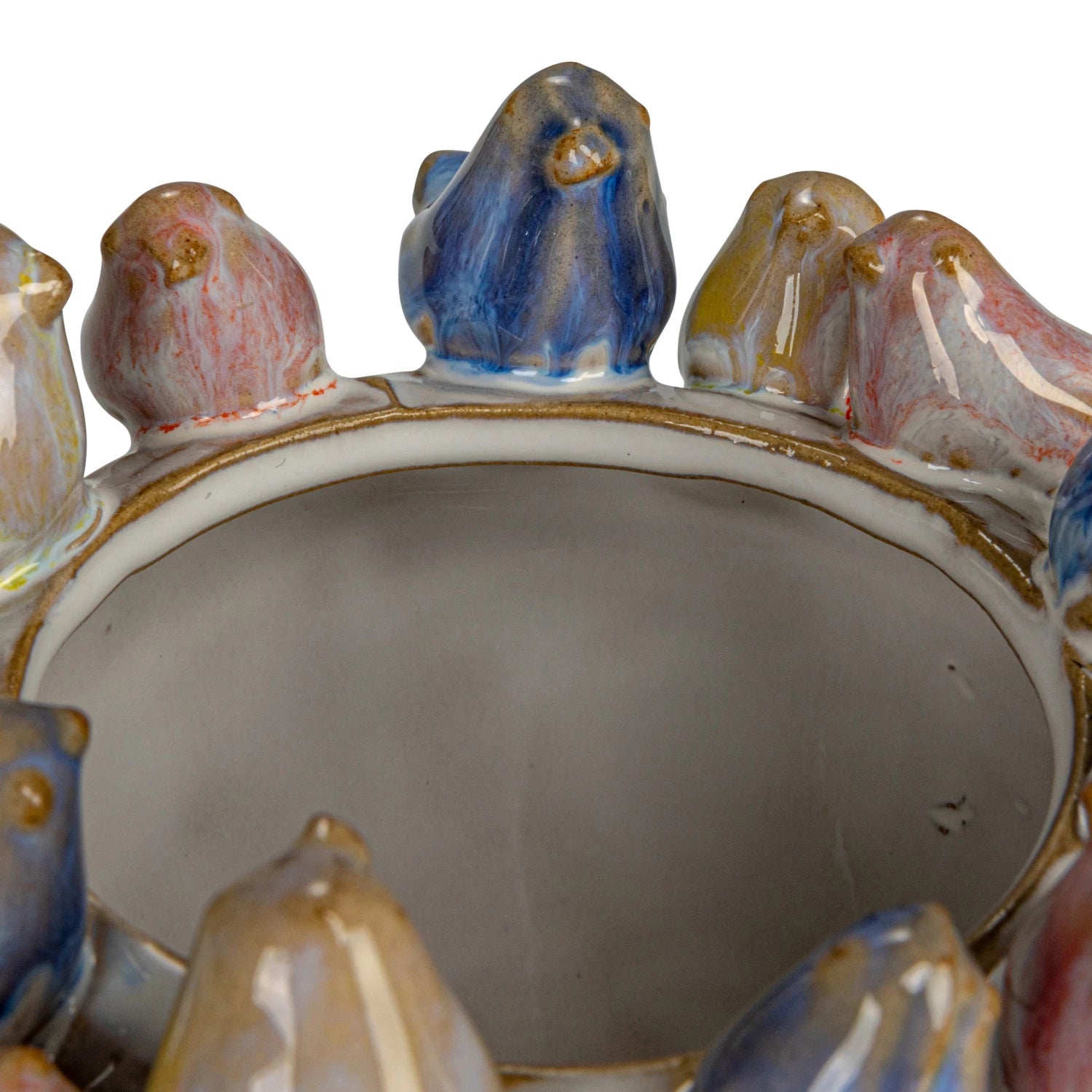 Planter w/ Birds on Rim