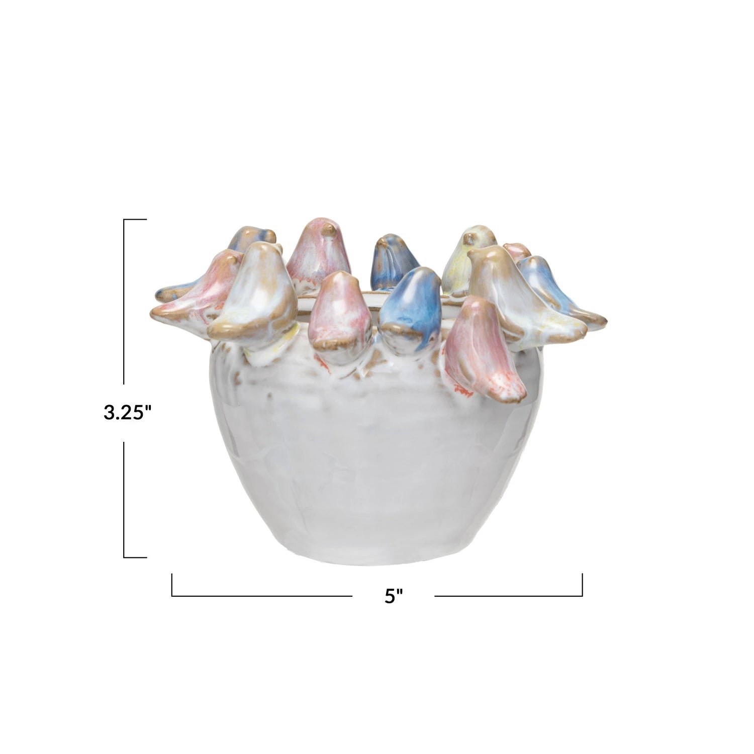 Planter w/ Birds on Rim