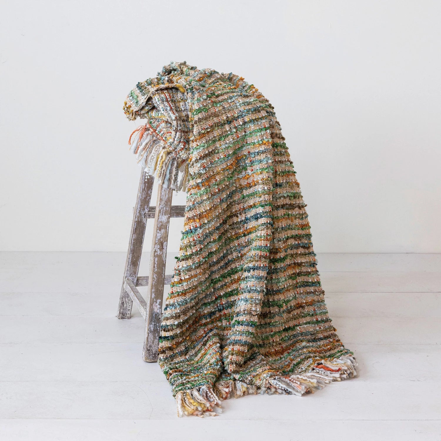 Woven Bouclé Throw w/ Fringe