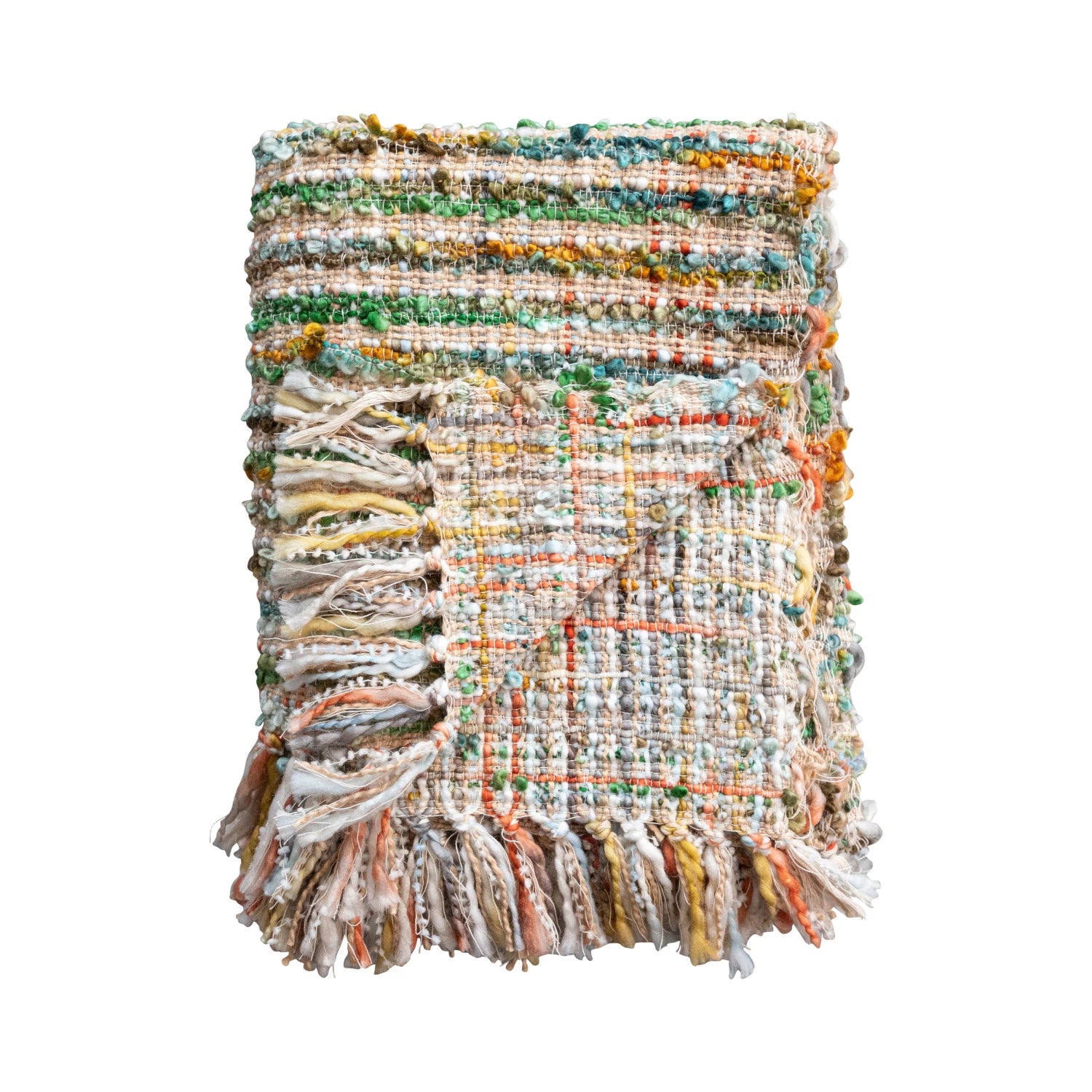 Woven Bouclé Throw w/ Fringe