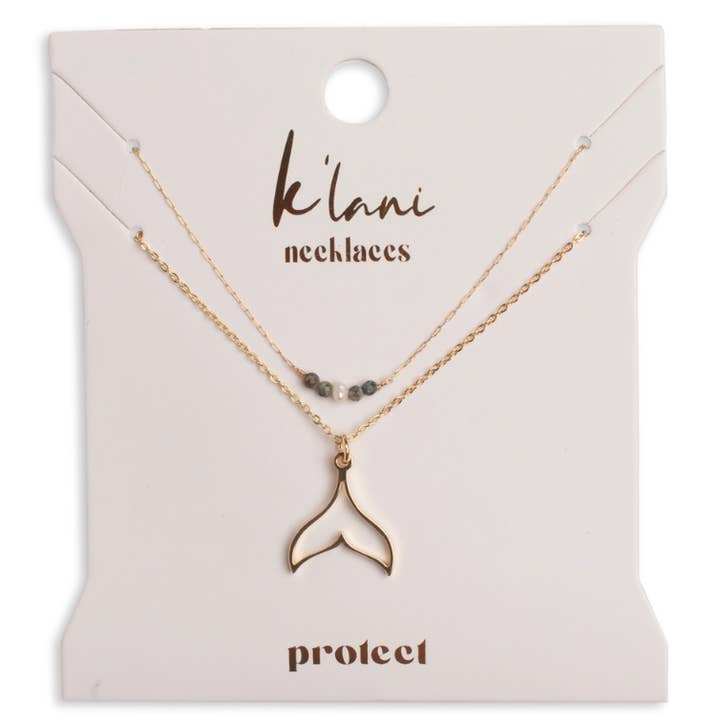 "Protect" Gold Whale Tail Necklace Set