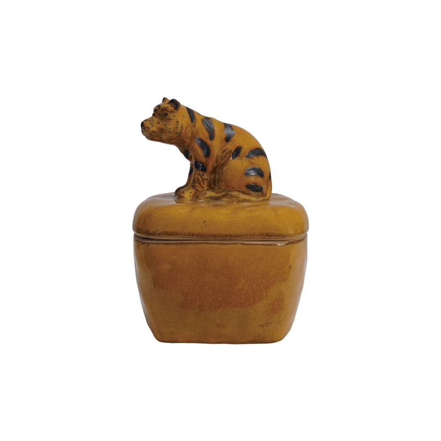Box with Lid & Tiger Shaped Handle