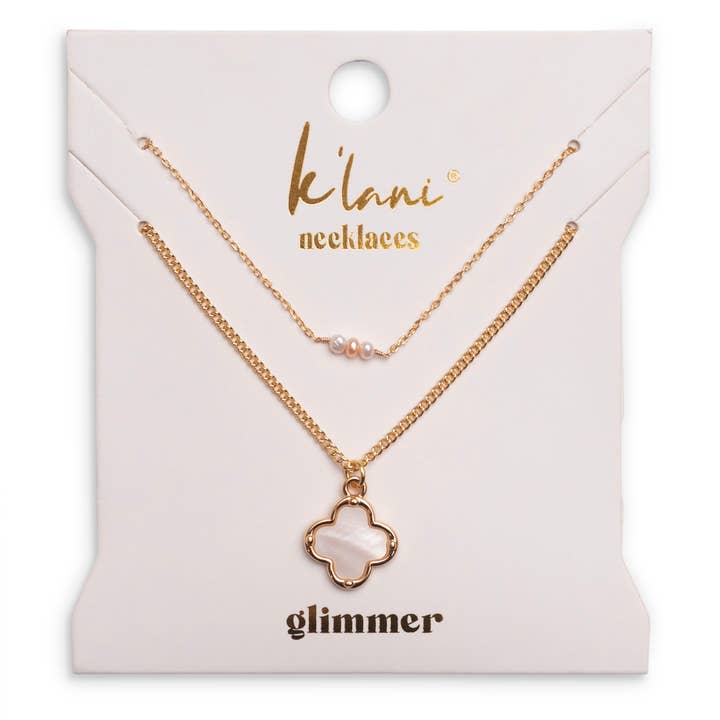 "Glimmer" Gold with Pearl Necklace Set