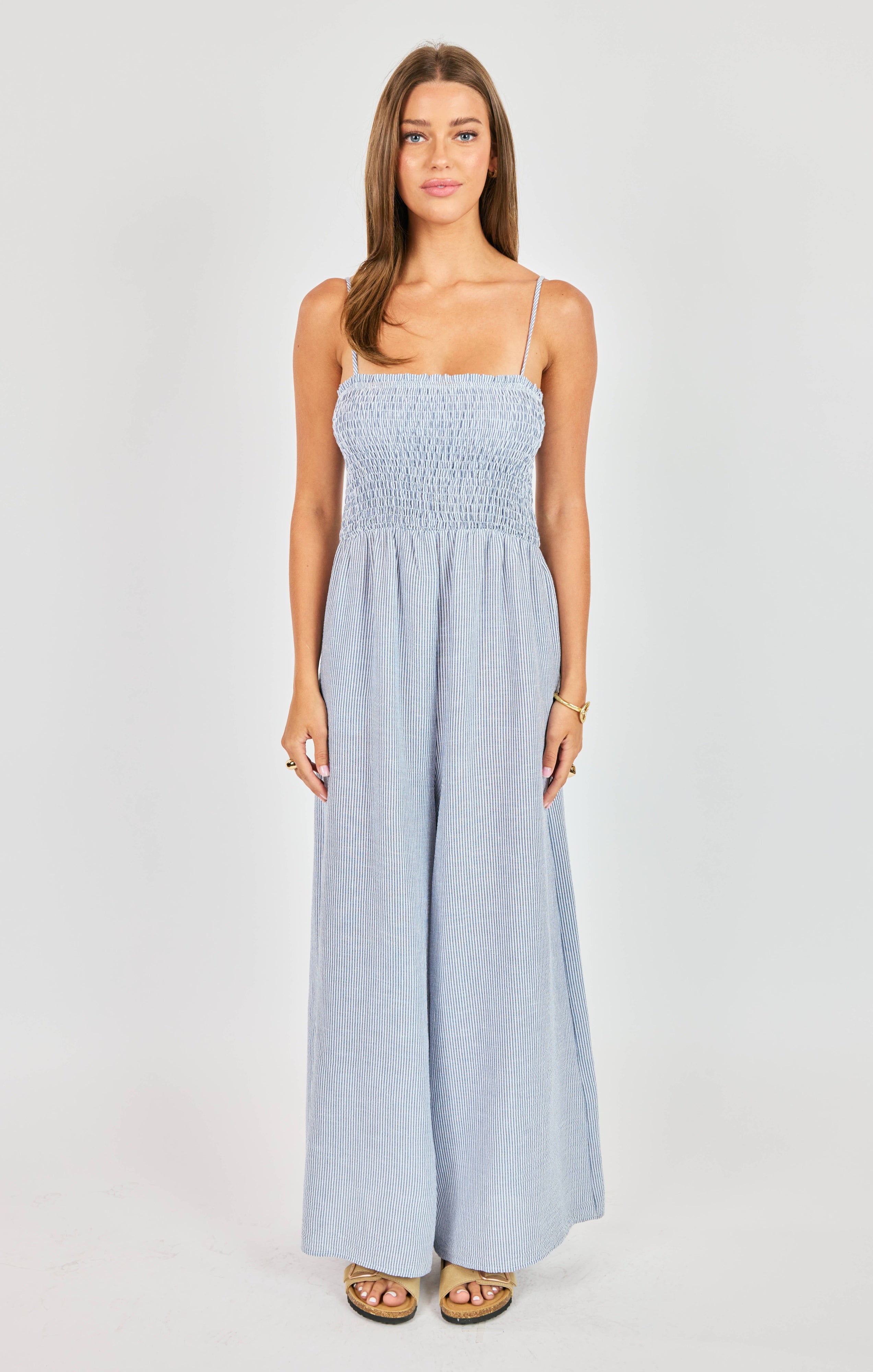GARDEN SUN SMOCKED JUMPSUIT