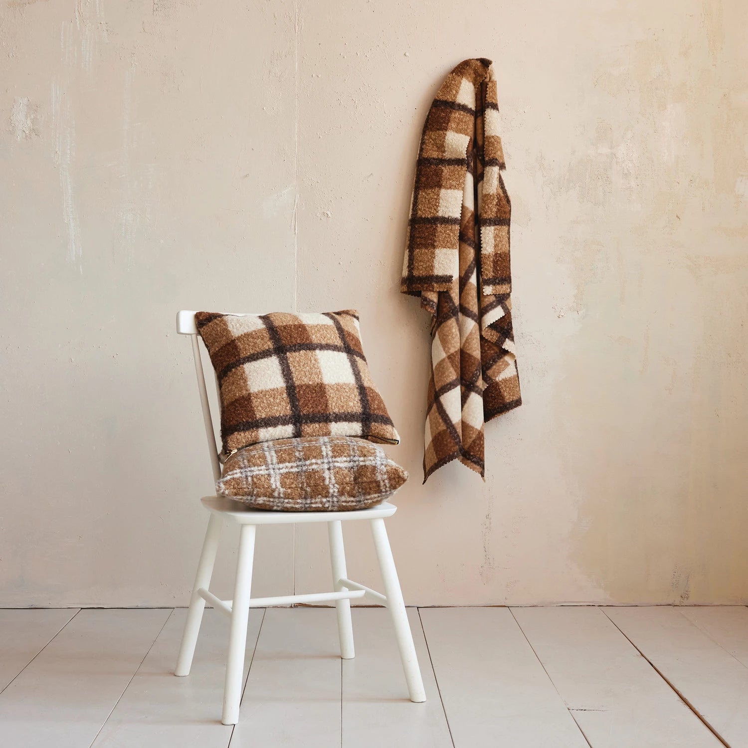 60"L x 50"W Fabric Faux Sherpa Throw