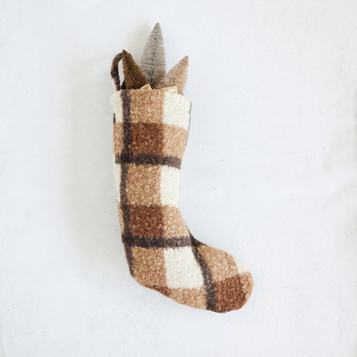 20"H Fabric Faux Sherpa Stocking