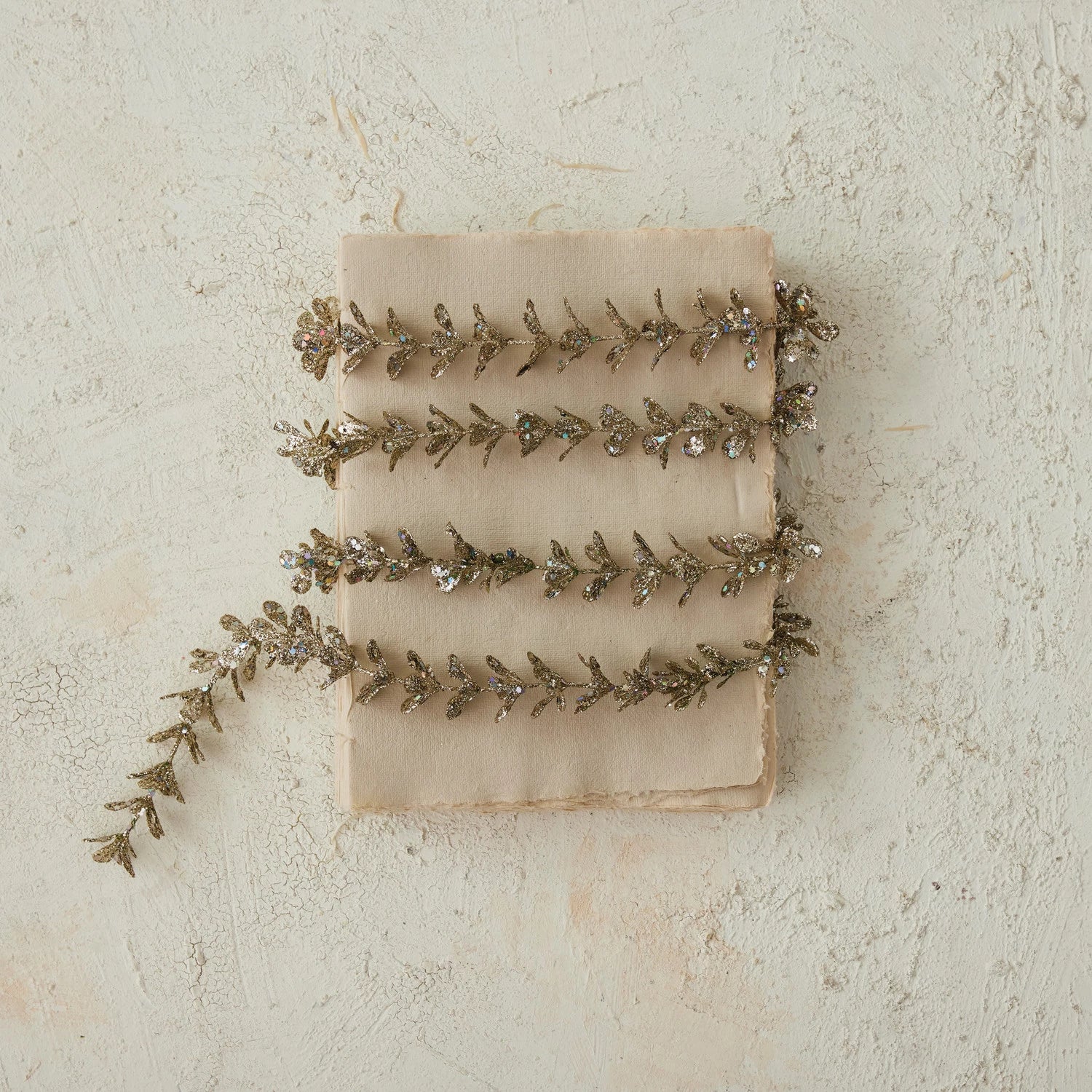 72"L x 1"H Faux Boxwood Garland with Glitter